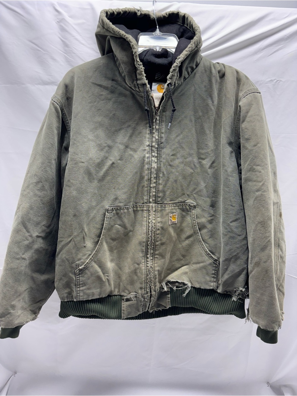 Vintage Y2K Carhartt Active Lined Jacket Size XL Distressed Faded Green Canvas